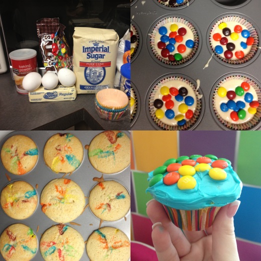 The steps in making a Rainbow Cupcake